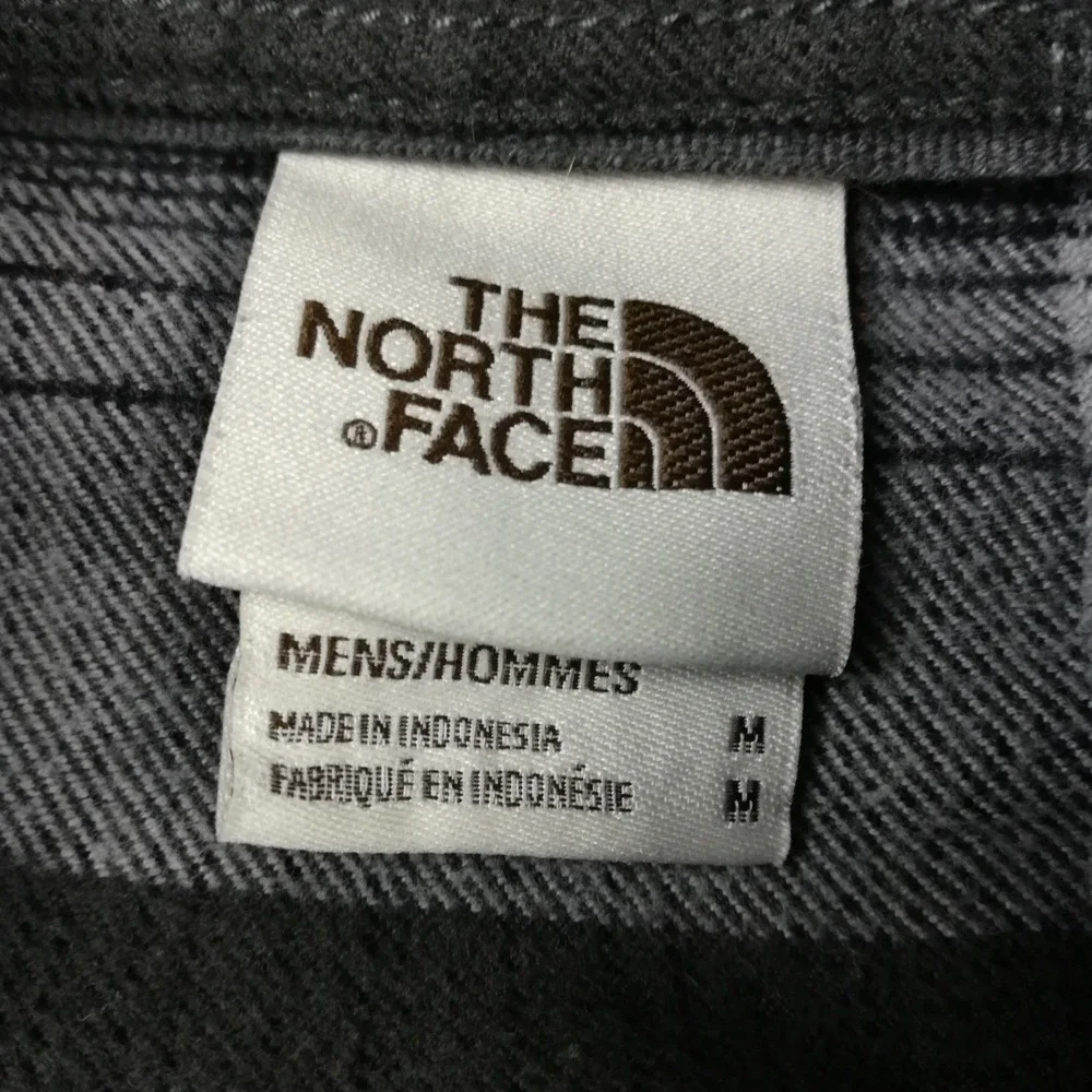 The North Face Mens Shirt Button Down Flannel Stayside Black Gray Plaid M